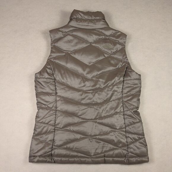 The North‎ Face Womens S Aconcagua 550 Down Puffer Vest Silver Gray Jacket Hike - Picture 5 of 13
